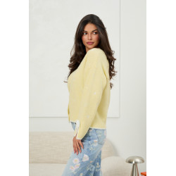 Kardigan z haftowanymi sercami i kokardami