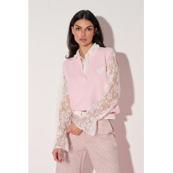 Dzianinowa kamizelka z koronkową koszulą - Hurt online | cotygodniowe dostawy