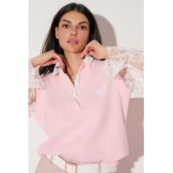 Dzianinowa kamizelka z koronkową koszulą - Hurt online | cotygodniowe dostawy