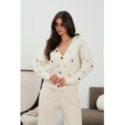 Kardigan z haftowanymi sercami | Sprzedaż hurtowa online