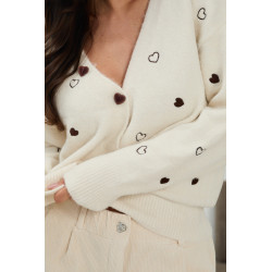 Kardigan z haftowanymi sercami | Sprzedaż hurtowa online