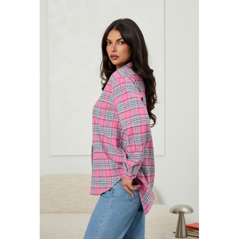Koszula w kratę o luźnym kroju - Hurtownia online odzieży damskiej z Włoch