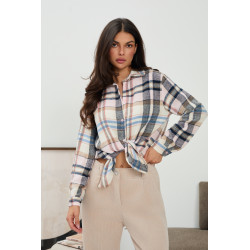 Luźna koszula w pastelową kratę