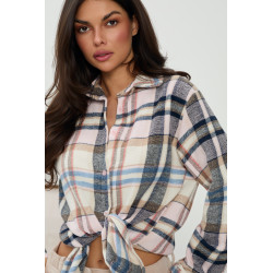 Luźna koszula w pastelową kratę