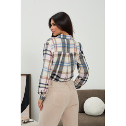 Luźna koszula w pastelową kratę