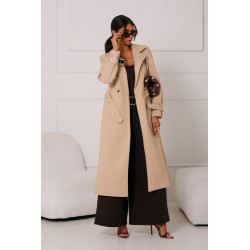 DŁUGI PŁASZCZ Z PASKIEM I ZŁOTYMI KLAMRAMI