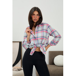 Oversizowa koszula w pastelową kratę - Hurtownia odzieży damskiej online | cotygodniowe dostawy