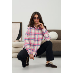 Oversizowa koszula w pastelową kratę - Hurtownia odzieży damskiej online | cotygodniowe dostawy