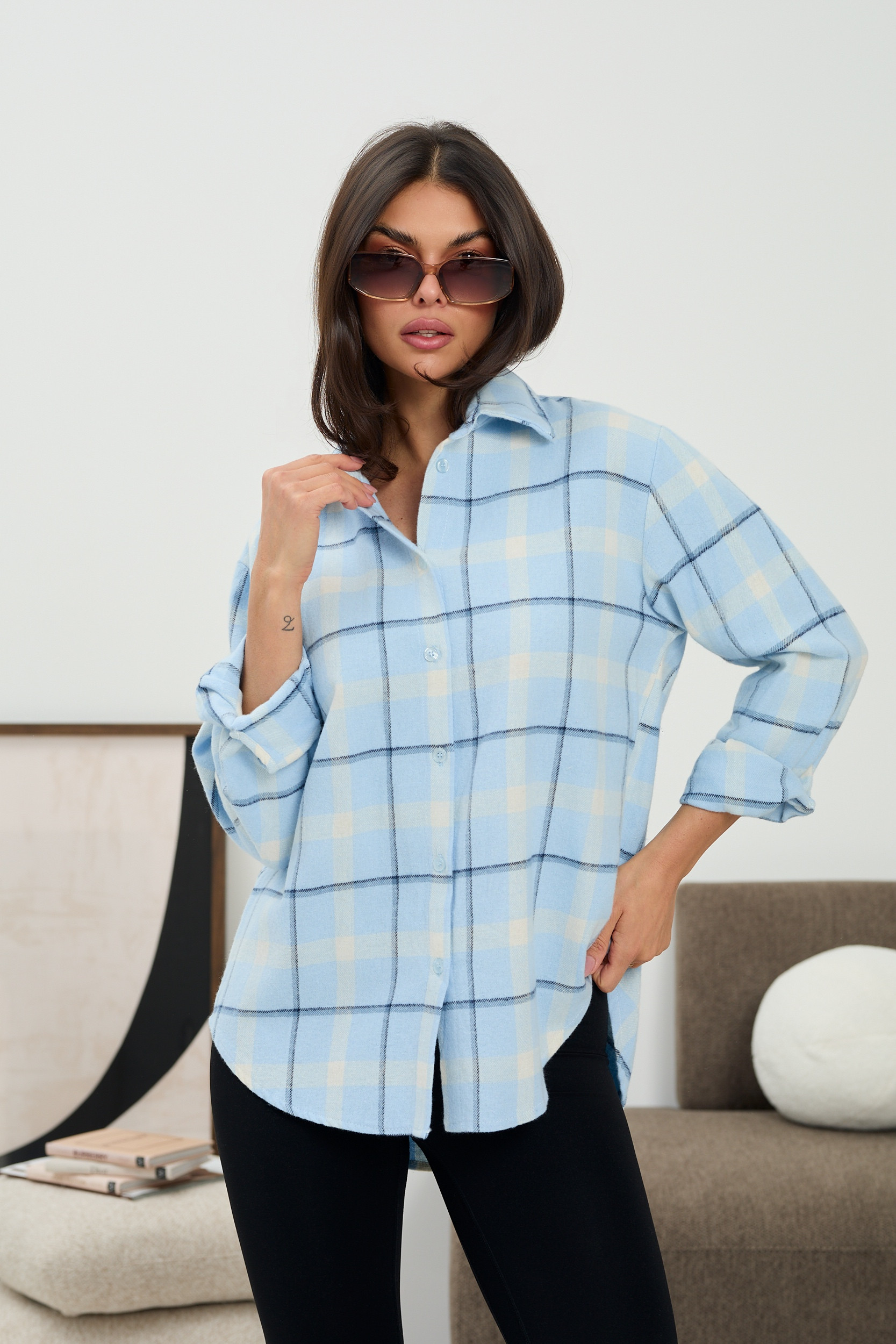 Bawełniana koszula w kratę | Hurtownia odzieży damskiej z Włoch