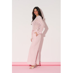 Spodnie z szeroką nogawką i ozdobnym paskiem - Hurtownia odzieży damskiej | cotygodniowe nowości