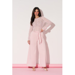 Spodnie z szeroką nogawką i ozdobnym paskiem - Hurtownia odzieży damskiej | cotygodniowe nowości
