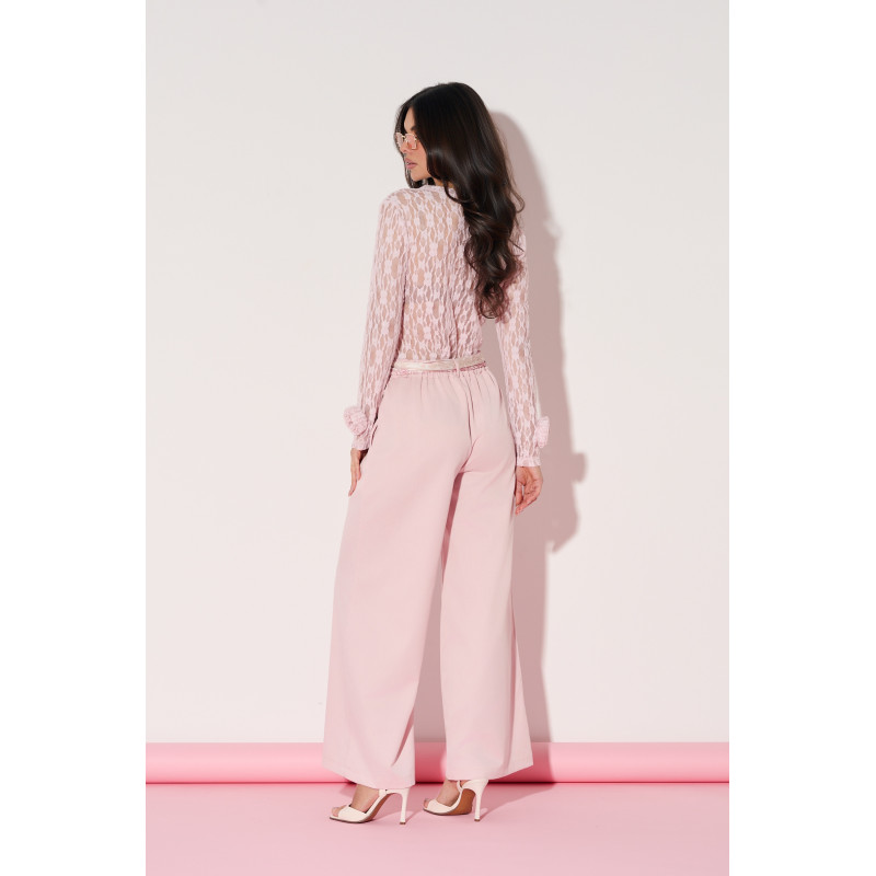 Spodnie z szeroką nogawką i ozdobnym paskiem - Hurtownia odzieży damskiej | cotygodniowe nowości