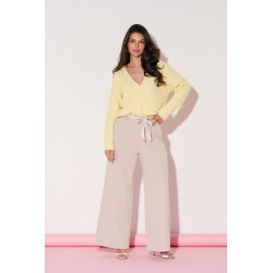Spodnie z szeroką nogawką i ozdobnym paskiem - Hurtownia odzieży damskiej | cotygodniowe nowości