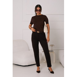 SPODNIE Z WYSOKIM STANEM I PASKIEM Z OZDOBNĄ KLAMRĄ