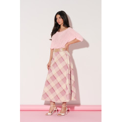 Spódnica midi w pastelową kratę | Hurtownia online italiamoda.pl