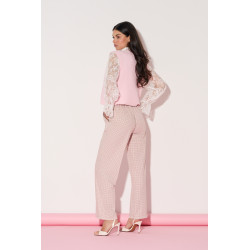 Spodnie w drobną kratkę z prostą nogawką | Hurtownia odzieży damskiej online