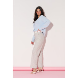 Spodnie w drobną kratkę z prostą nogawką | Hurtownia odzieży damskiej online