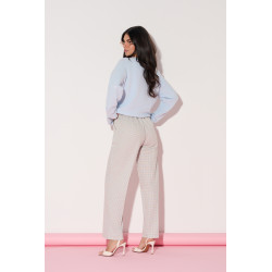 Spodnie w drobną kratkę z prostą nogawką | Hurtownia odzieży damskiej online