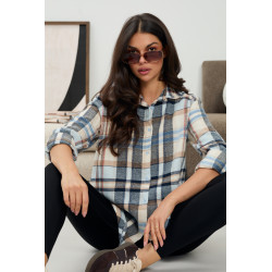 Luźna koszula w pastelową kratę