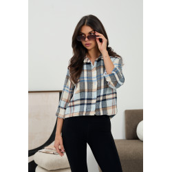 Luźna koszula w pastelową kratę