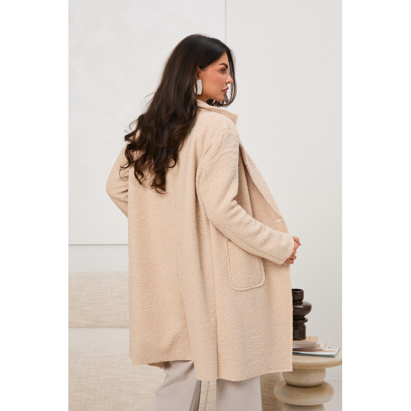 Płaszcz z tkaniny typu boucle z kieszeniami | Hurtownia odzieży z Włoch
