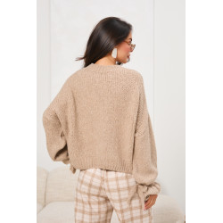 Oversizowy sweter z wiązaniami na rękawach