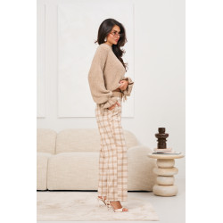 Eleganckie spodnie w kratę z paskiem | Hurtownia odzieży damskiej do butiku