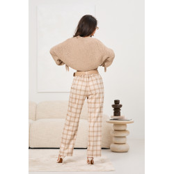 Eleganckie spodnie w kratę z paskiem | Hurtownia odzieży damskiej do butiku