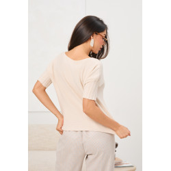 Sweter z krótkim rękawem wykończonym ściągaczem | Hurtownia odzieży włoskiej