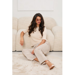 Sweter z krótkim rękawem wykończonym ściągaczem | Hurtownia odzieży włoskiej