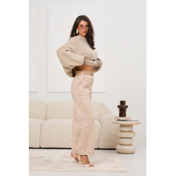 Spodnie w drobną kratkę z paskiem | Hurtownia odzieży italiamoda.pl