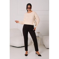 SWETER Z PUSZYSTEJ DZIANINY O AŻUROWYM SPLOCIE