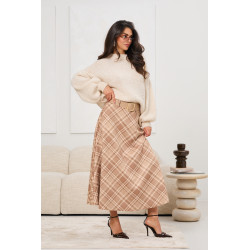 Elegancka spódnica w kratę z paskiem | Hurtownia odzieży online