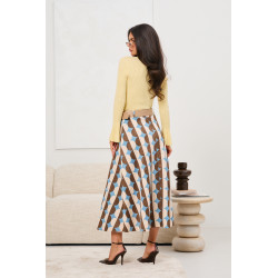 Spódnica midi z geometrycznym printem i paskiem | Hurt odzieży włoskiej online