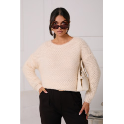 SWETER Z PUSZYSTEJ DZIANINY O AŻUROWYM SPLOCIE