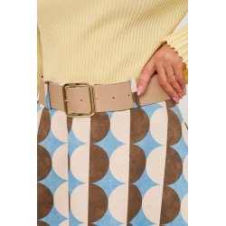 Spódnica midi z geometrycznym printem i paskiem | Hurt odzieży włoskiej online