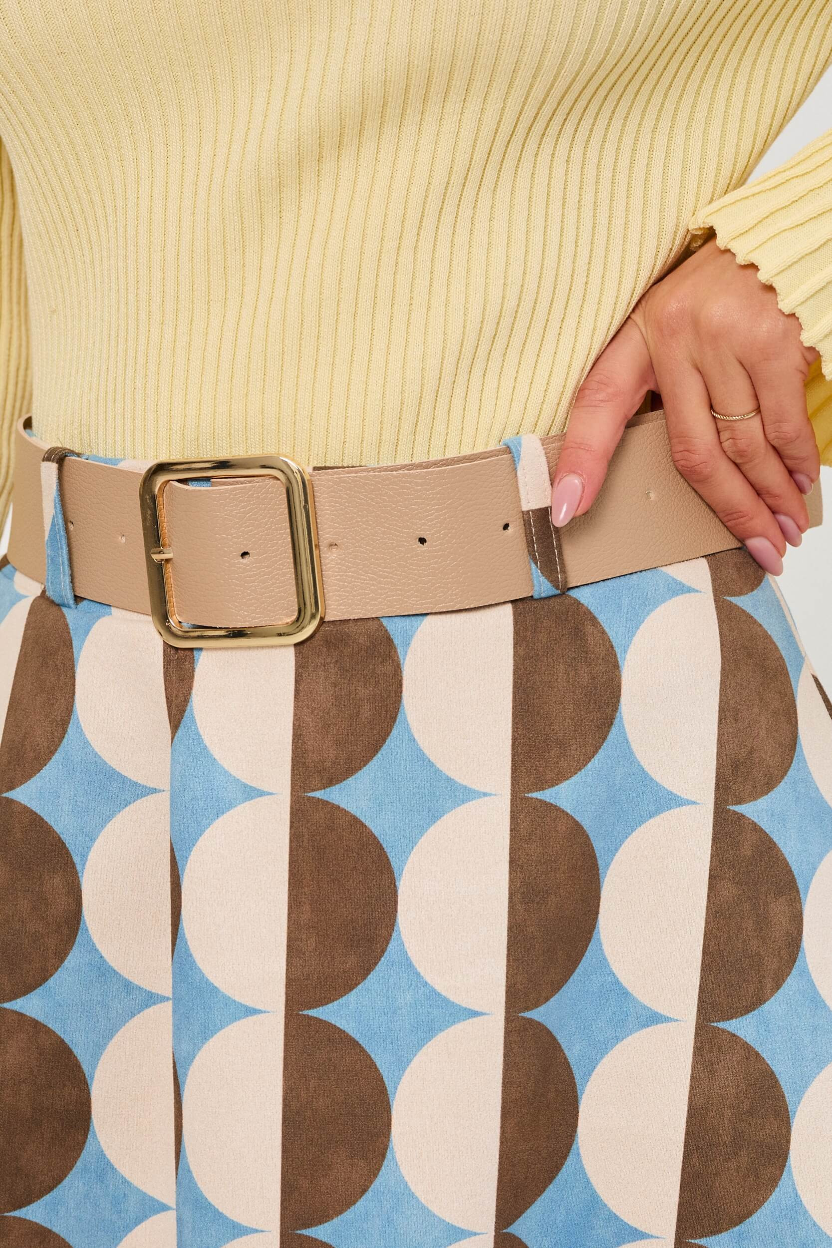 Spódnica midi z geometrycznym printem i paskiem | Hurt odzieży włoskiej online