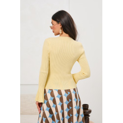 Prążkowany sweter z rozszerzanymi rękawami | Hurtownia odzieży damskiej
