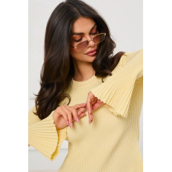 Prążkowany sweter z rozszerzanymi rękawami | Hurtownia odzieży damskiej