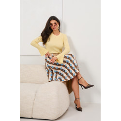 Prążkowany sweter z rozszerzanymi rękawami | Hurtownia odzieży damskiej