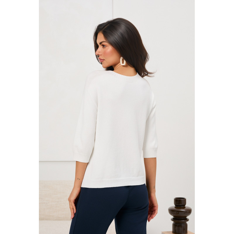 Sweter dzianinowy z rękawem 3/4 | Hurtownia odzieży online