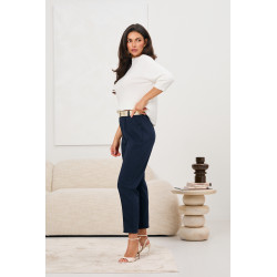 Spodnie cygaretki z ozdobnym paskiem | Hurtownia odzieży damskiej na sztuki
