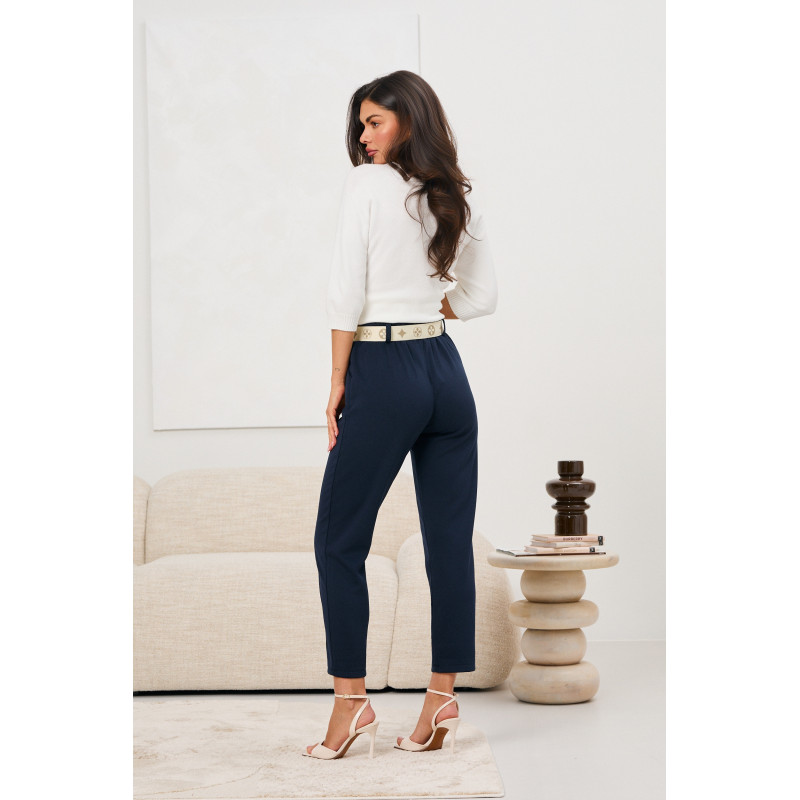 Spodnie cygaretki z ozdobnym paskiem | Hurtownia odzieży damskiej na sztuki