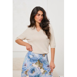 Sweter z kołnierzykiem polo i rękawem 3/4 | Hurt odzieży włoskiej online