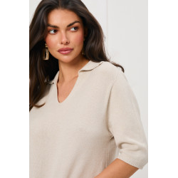 Sweter z kołnierzykiem polo i rękawem 3/4