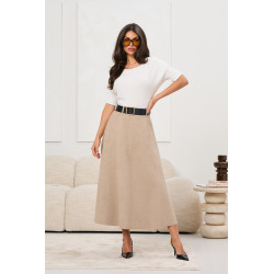 Zamszowa spódnica midi z paskiem | Hurtownia odzieży damskiej italiamoda.pl