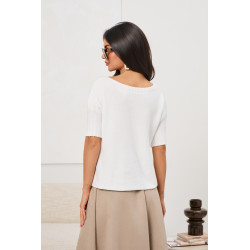 Sweter z krótkim rękawem wykończonym ściągaczem | Hurtownia odzieży włoskiej