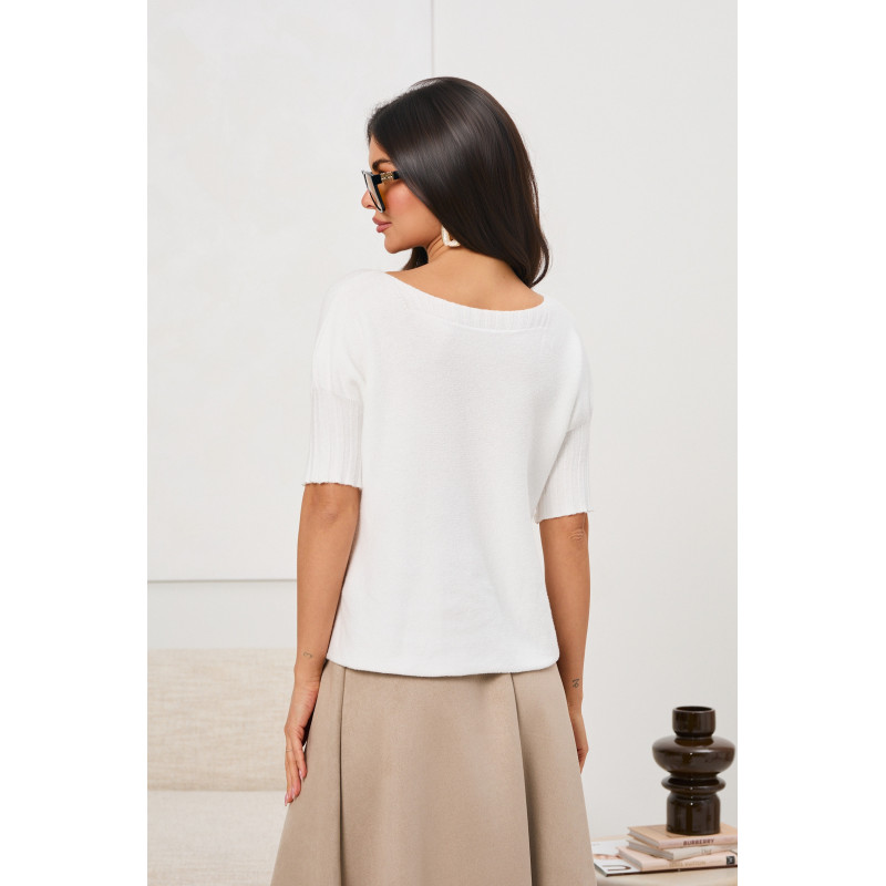 Sweter z krótkim rękawem wykończonym ściągaczem | Hurtownia odzieży włoskiej