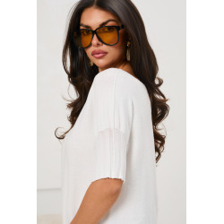 Sweter z krótkim rękawem wykończonym ściągaczem | Hurtownia odzieży włoskiej