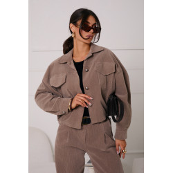 SZTRUKSOWA KURTKA OVERSIZE Z KIESZENIAMI
